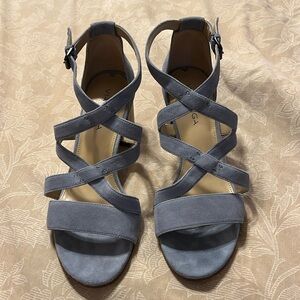 Gorgeous LIKE NEW via spiga suede light blue strappy sandals.